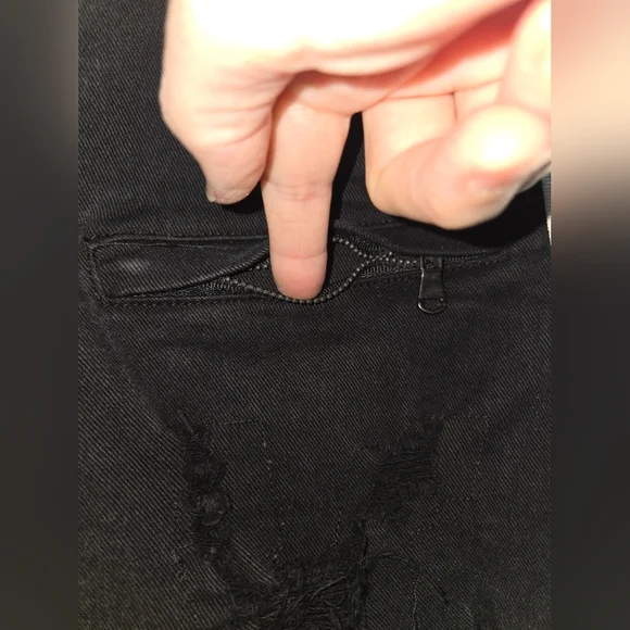 Waimea Men's 36x32 Black Distressed Moto Jeans with Reflective Stripes - Picture 3 of 13